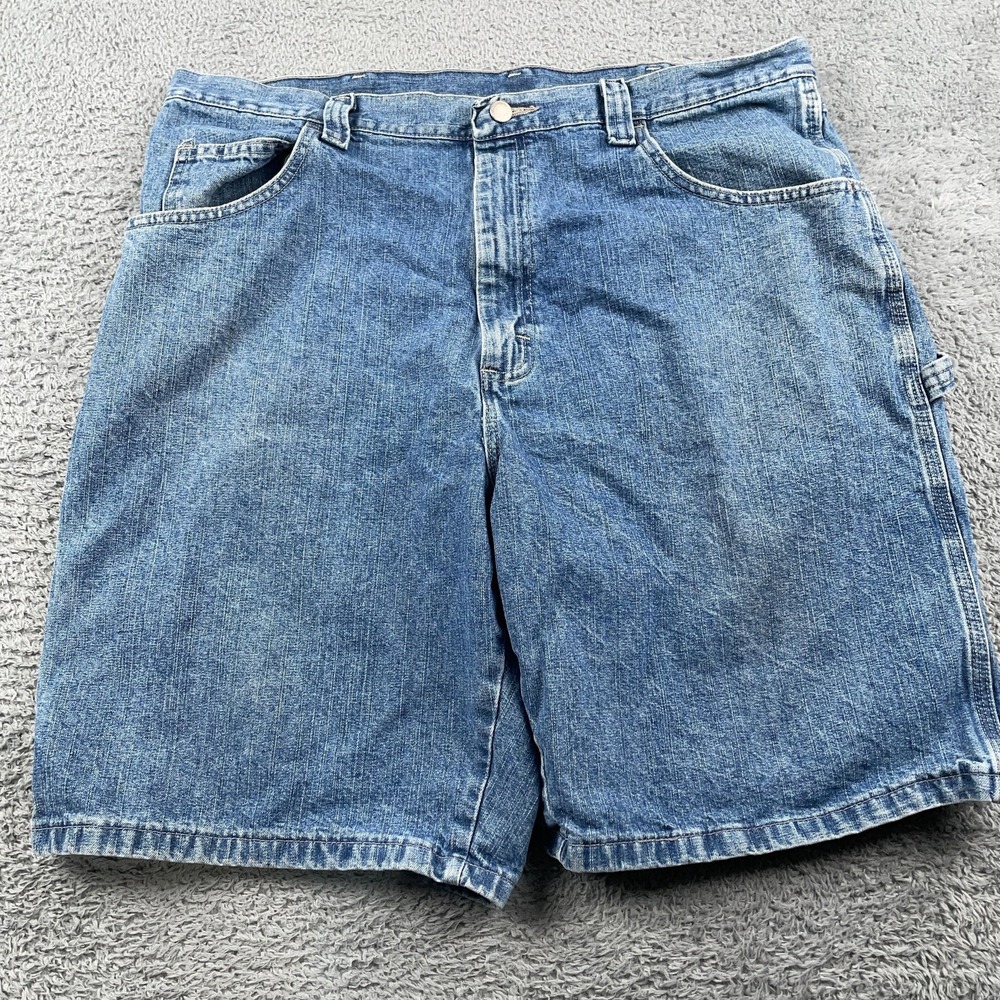 Wrangler Shorts Mens 38 Blue Denim Carpenter Jean Workwear Relaxed Fit Casual